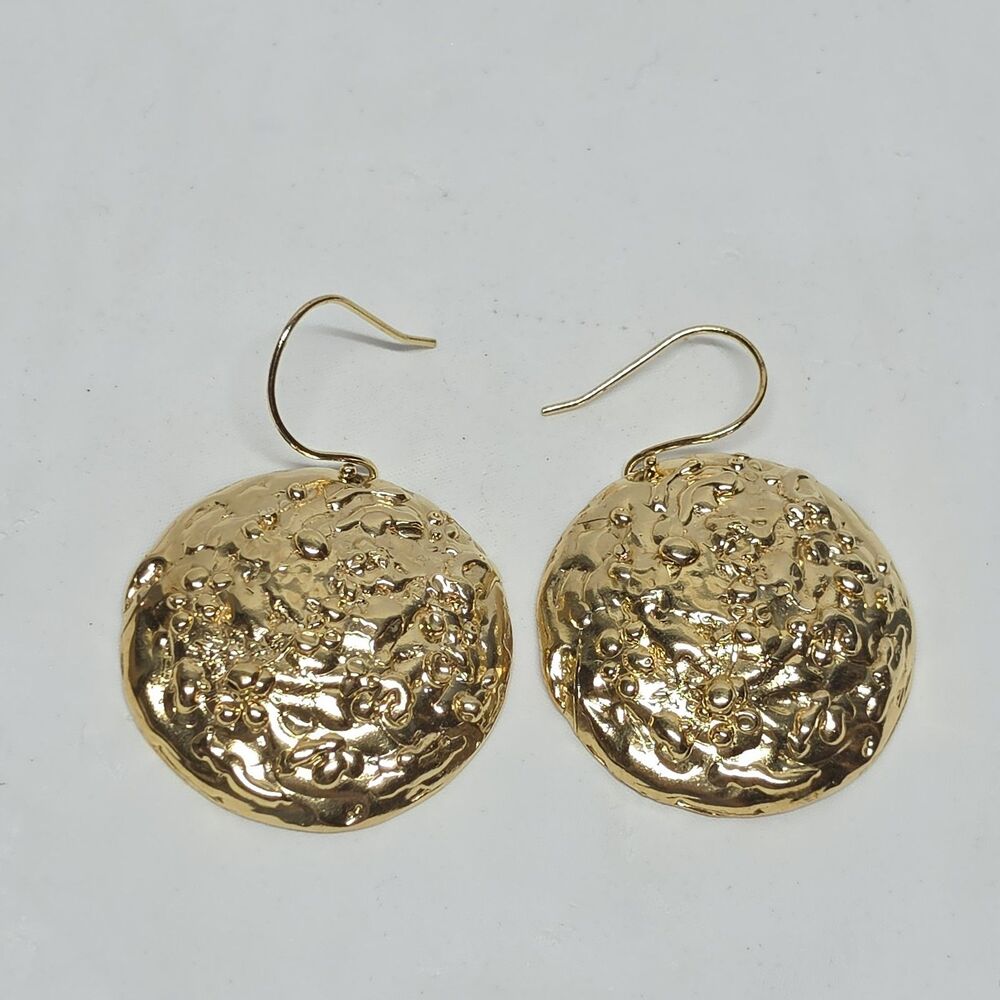 Yam Israel Gold Tone Textured Statement Drop Earrings